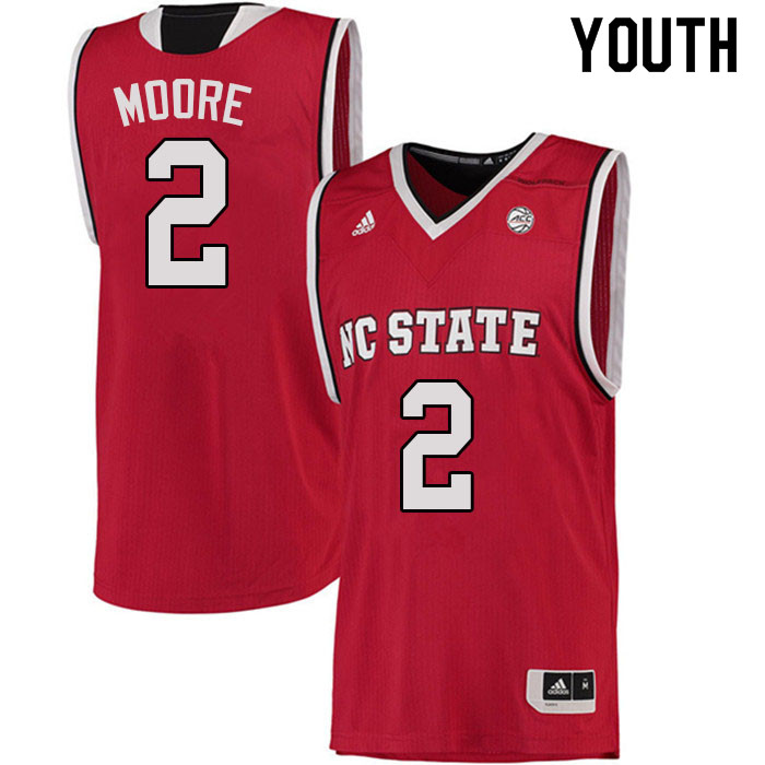 Youth #2 Shakeel Moore NC State Wolfpack College Basketball Jerseys Sale-Red